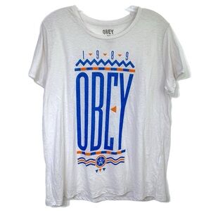 Obey White Graphic T-Shirt Men’s Size Large
